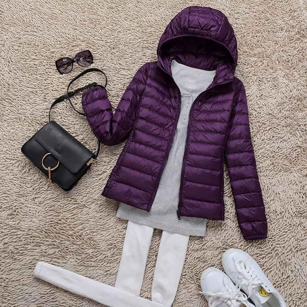 Teogo Brand Women Ultra Light Down 90% White Duck Down Jacket Coat ladies' Hooded Down Parkas 18 colors