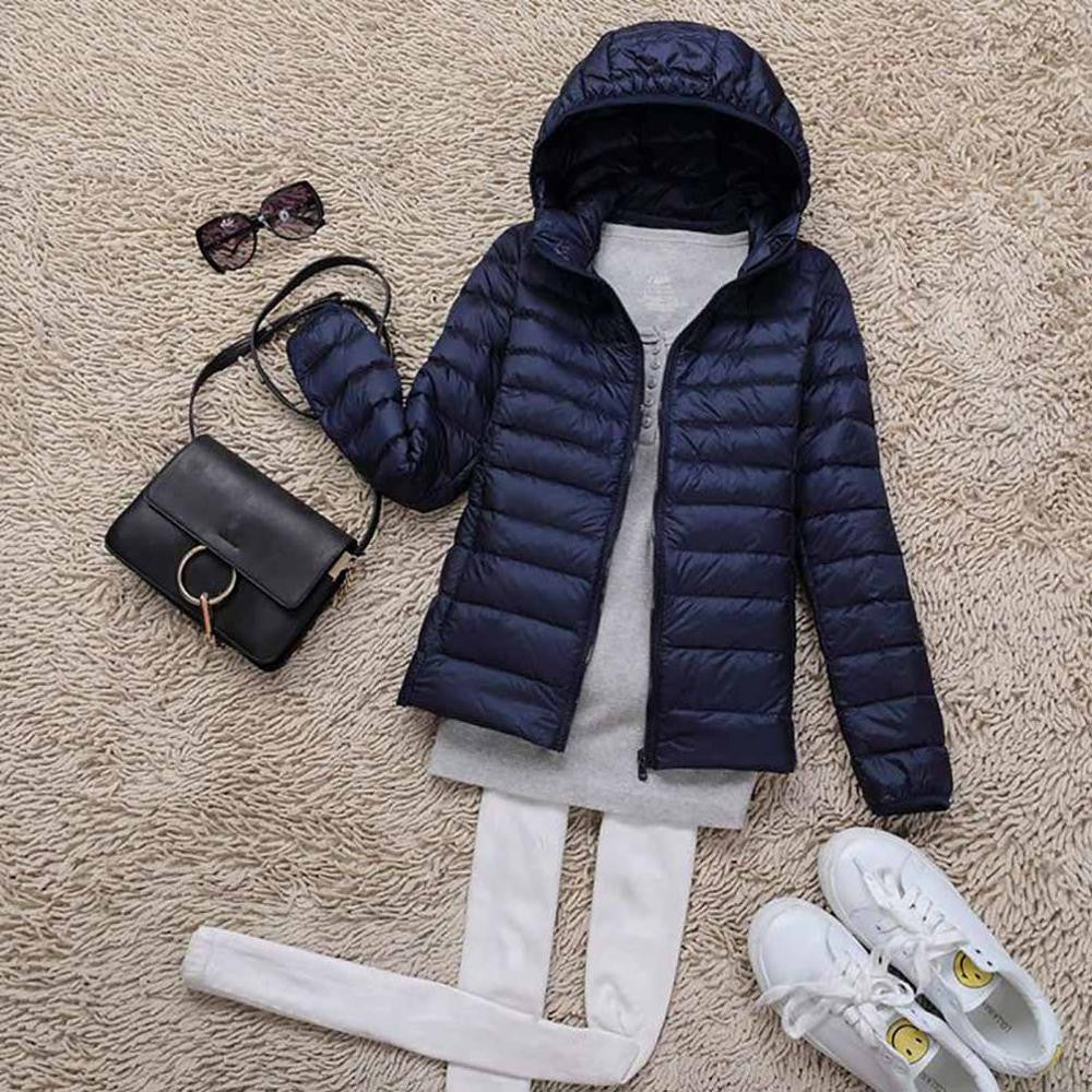 Teogo Brand Women Ultra Light Down 90% White Duck Down Jacket Coat ladies' Hooded Down Parkas 18 colors