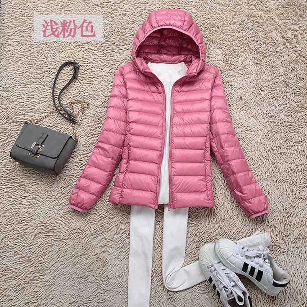 Teogo Brand Women Ultra Light Down 90% White Duck Down Jacket Coat ladies' Hooded Down Parkas 18 colors