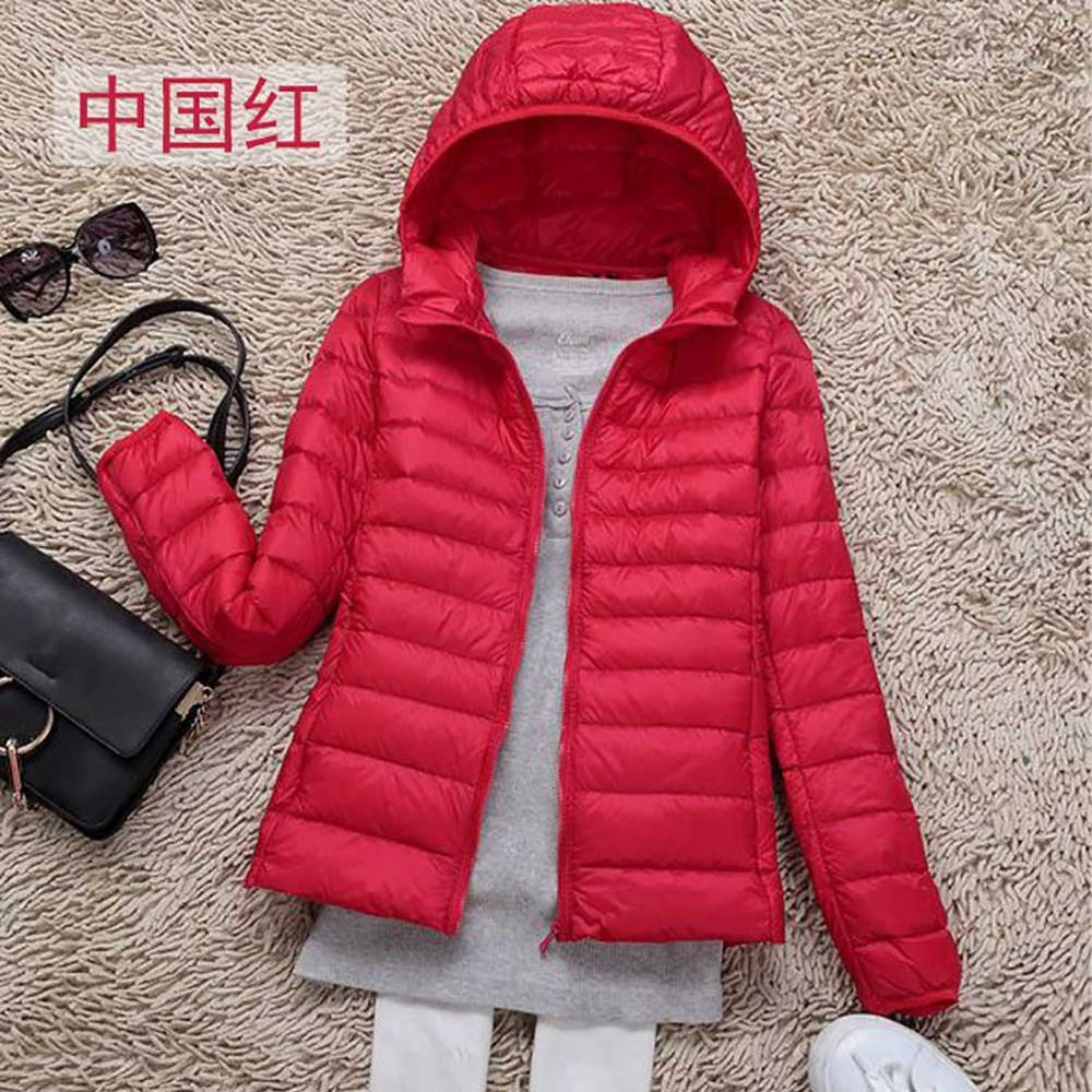 Teogo Brand Women Ultra Light Down 90% White Duck Down Jacket Coat ladies' Hooded Down Parkas 18 colors