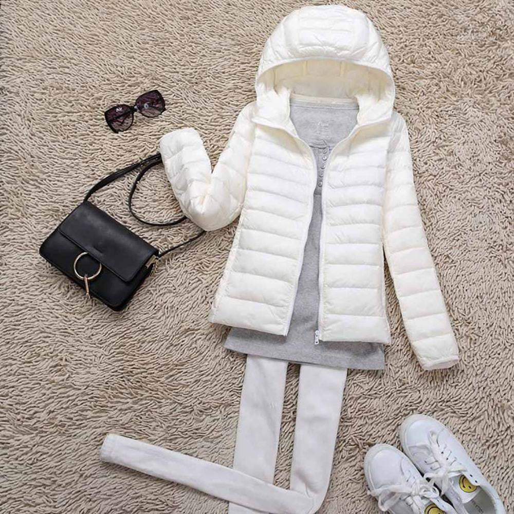 Teogo Brand Women Ultra Light Down 90% White Duck Down Jacket Coat ladies' Hooded Down Parkas 18 colors