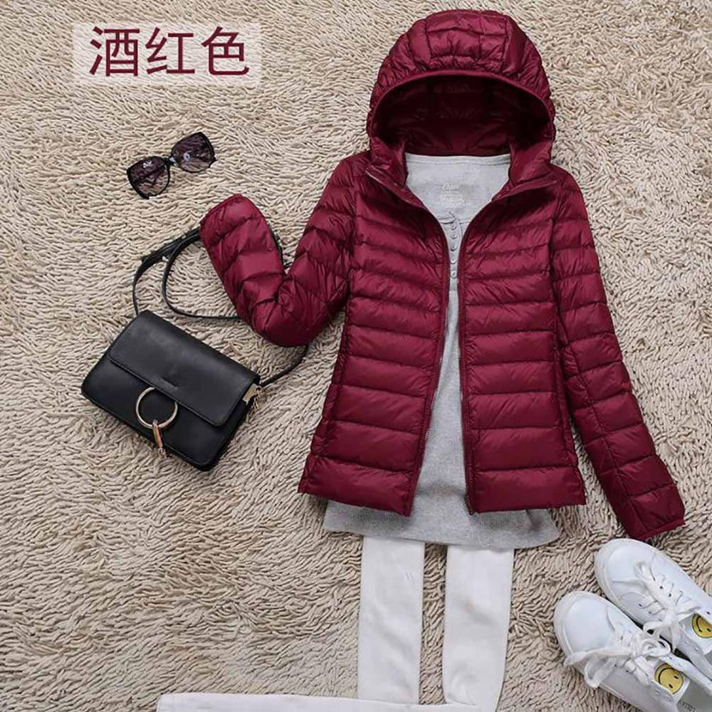 Teogo Brand Women Ultra Light Down 90% White Duck Down Jacket Coat ladies' Hooded Down Parkas 18 colors