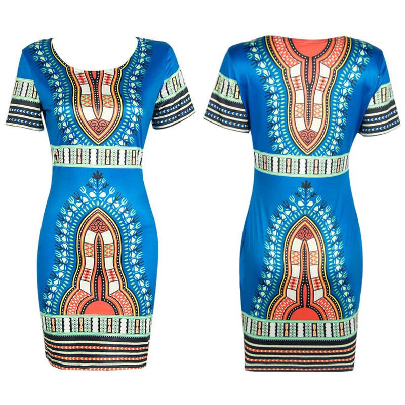 Online discount shop Australia - Boho Autumn Dress Women Traditional African Tribal Print Dashiki Dresses Bodycon Club Party Dress CLothing Robe 10677