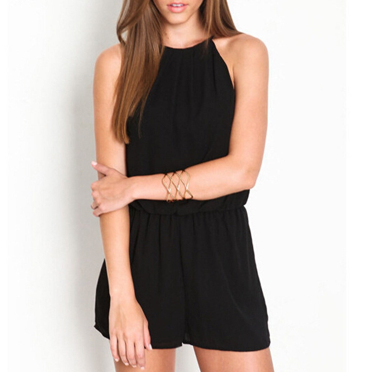 Rompers Womens Jumpsuit Sexy Sleeveless Chiffon Playsuits Ladies Casual Solid Short Overalls Plus Size-Dollar Bargains Online Shopping Australia