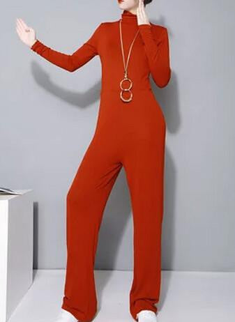 thin section high-necked long-sleeved wide leg pants female AS15406S