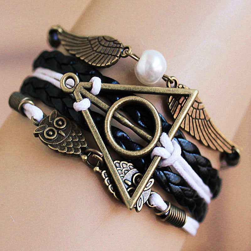 Online discount shop Australia - Harry Multilayer Braided Bracelets Vintage Owl Deathly Hallows wings Infinity Bracelet Bangle Gryffindor Slytherin