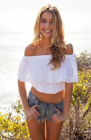 white crop top for women off shoulder lace splice t shirt tops slash women