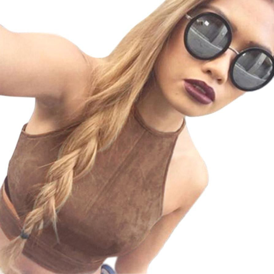 Suede Tops Tight Midriff Women Tank Halter Cami Vest Crop Top Shirt Blouse #2415