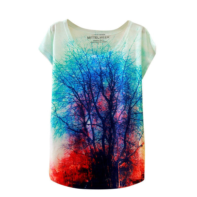 Online discount shop Australia - Brand New Fashion  Animal Cat Print Shirt O-Neck Short Sleeve T Shirt Women Tops White T-shirt