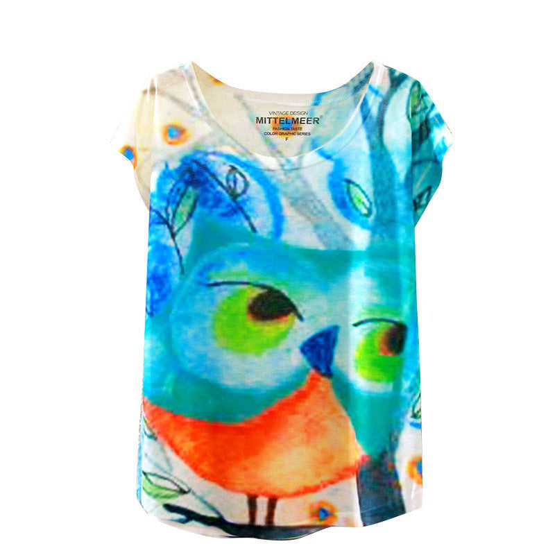 Online discount shop Australia - Brand New Fashion  Animal Cat Print Shirt O-Neck Short Sleeve T Shirt Women Tops White T-shirt