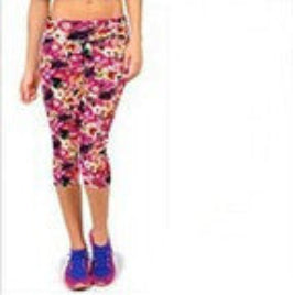 Online discount shop Australia - Floral Printing Capris Leggings Lady's Casual Stretched Pants Elastic Cropped Leggings RL156