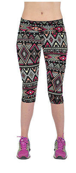 Online discount shop Australia - Floral Printing Capris Leggings Lady's Casual Stretched Pants Elastic Cropped Leggings RL156