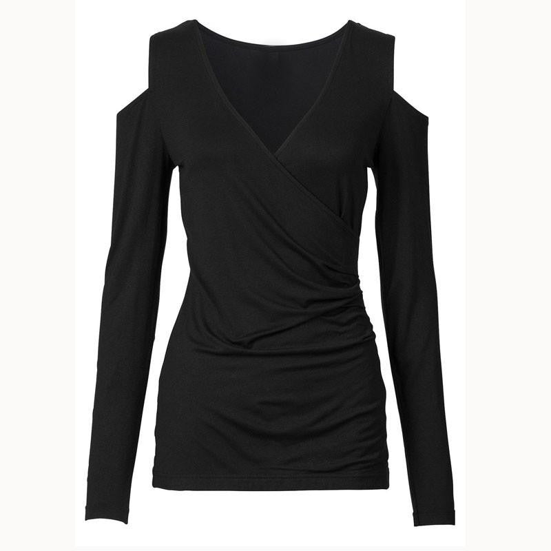 Women Bodycon Off Shoulder Casual Tops Long Sleeve V Neck Tee Shirts Plus Size