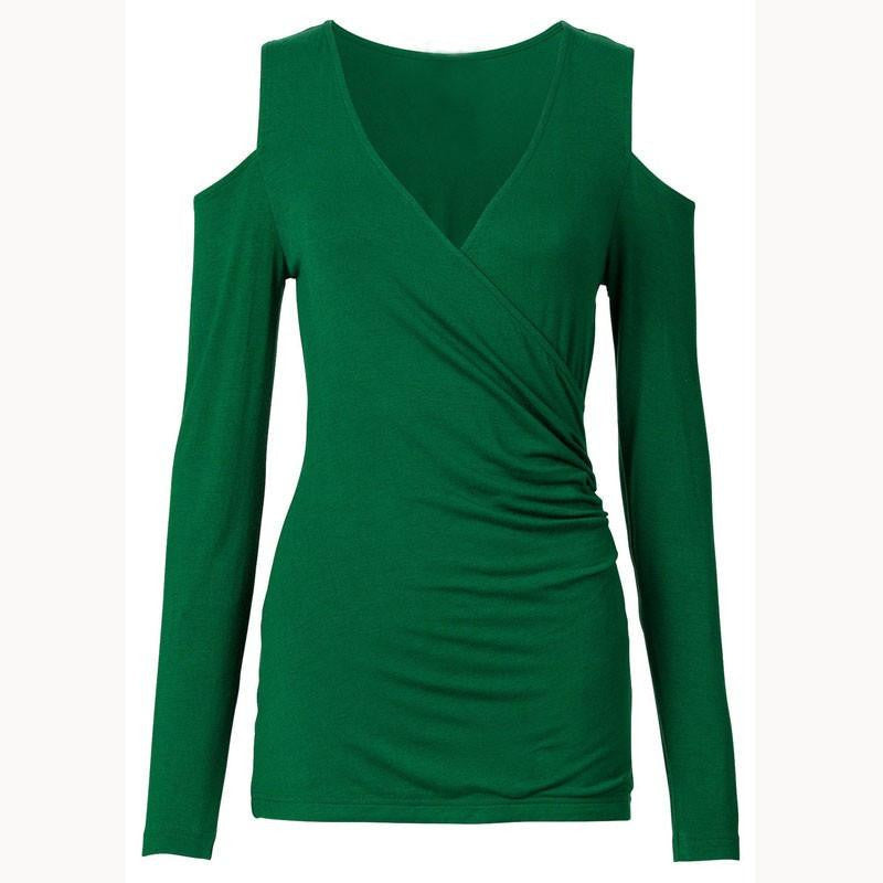 Women Bodycon Off Shoulder Casual Tops Long Sleeve V Neck Tee Shirts Plus Size