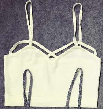 Online discount shop Australia - female strappy bra sexy bustier crop top Black White Stripe Grey cropped tops tank top women 001