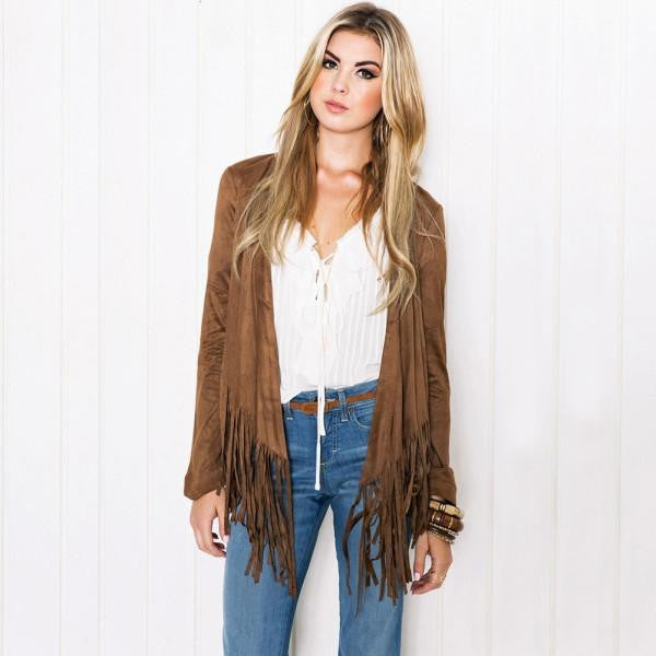 Women's Jacket Casual Long Sleeve Tassel Cardigan Sweater Coat Outwear