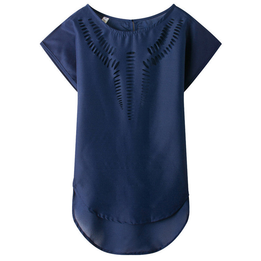 Plus Size Blouses Fashion Woman Pattern Shirts Elegant Girls Slash Casual Chiffon Solid Loose Women's Clothing Leisure