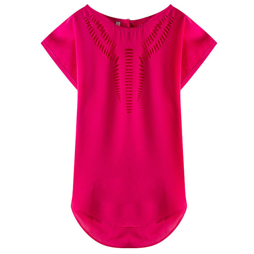 Plus Size Blouses Fashion Woman Pattern Shirts Elegant Girls Slash Casual Chiffon Solid Loose Women's Clothing Leisure