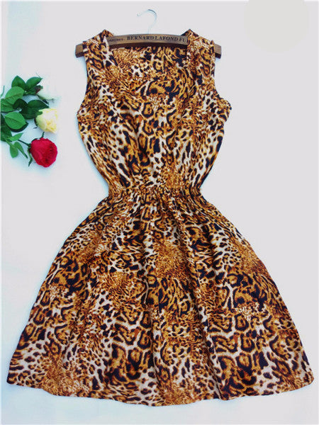 Online discount shop Australia - Fashion casual Women vestidos Sleeveless Round Neck Florals Print Dress Saias Femininas Summer Clothing