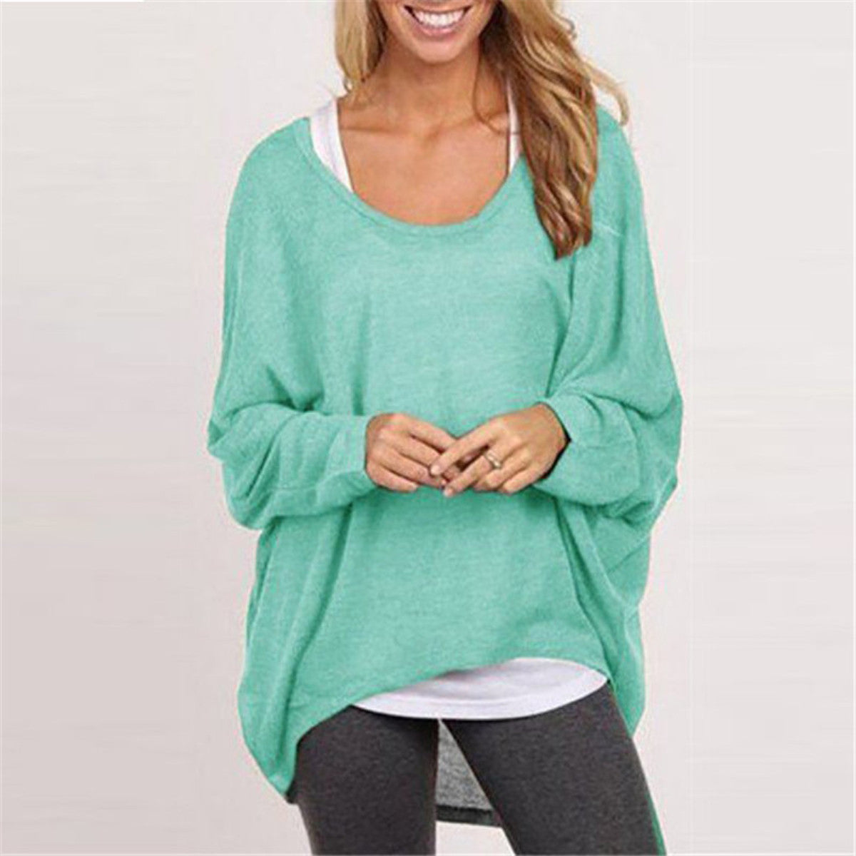 Online discount shop Australia - Fashion Women Blouse Batwing Long Sleeve Casual Loose Solid Top Shirt Sweater Plus Size 9 Colors