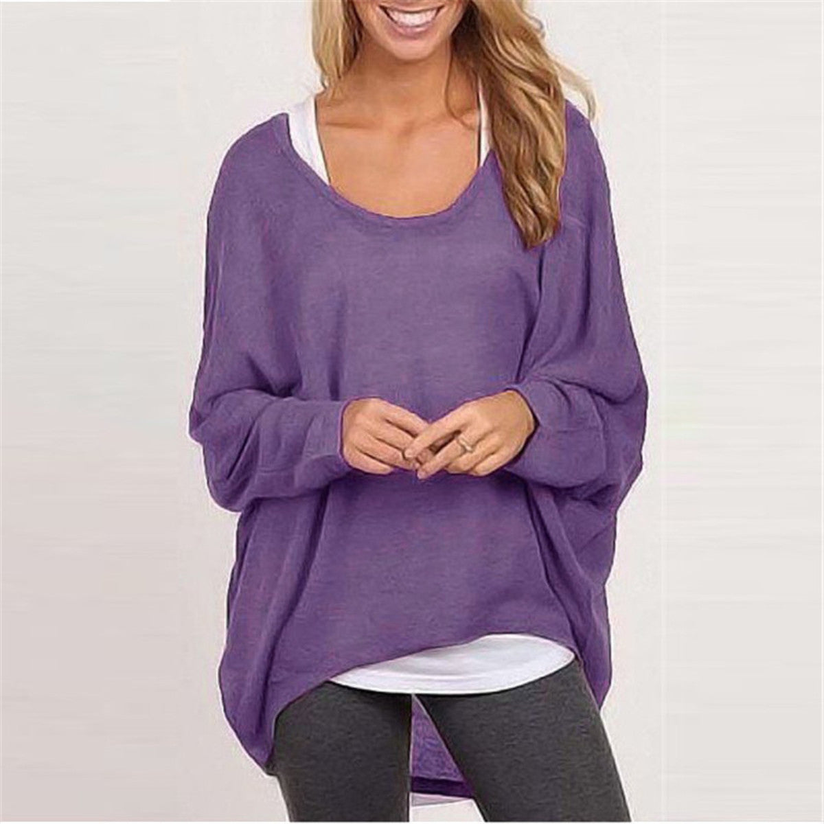 Online discount shop Australia - Fashion Women Blouse Batwing Long Sleeve Casual Loose Solid Top Shirt Sweater Plus Size 9 Colors