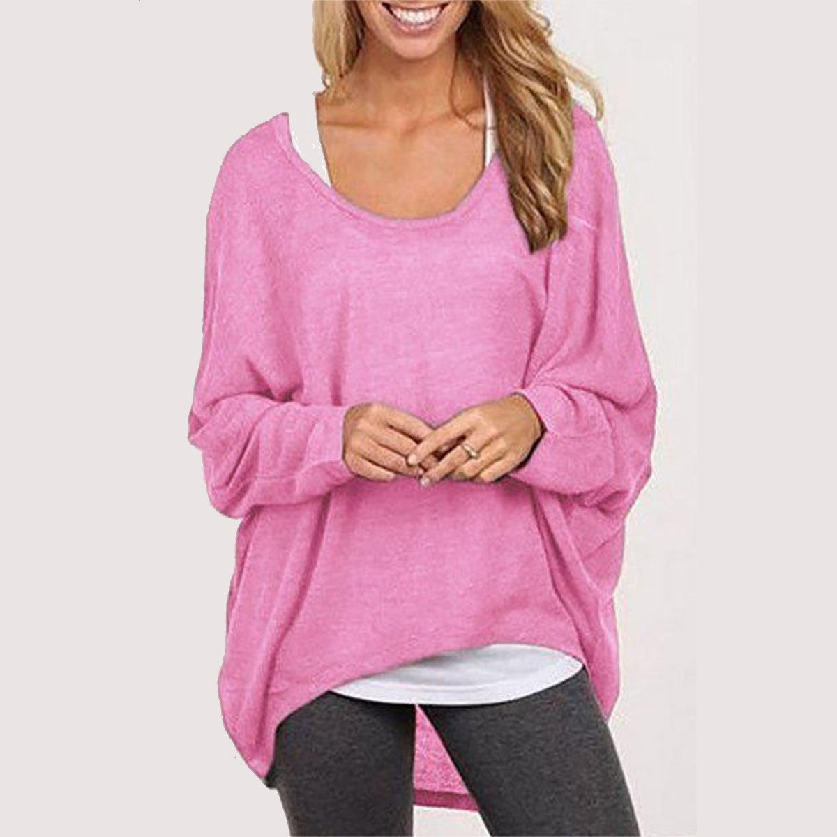 Online discount shop Australia - Fashion Women Blouse Batwing Long Sleeve Casual Loose Solid Top Shirt Sweater Plus Size 9 Colors