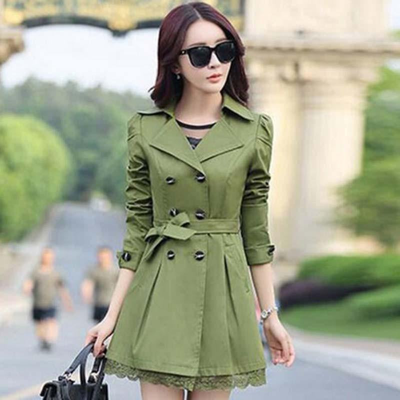 Women Coat Double Breasted Lace Casaco Outerwear ZZ3395