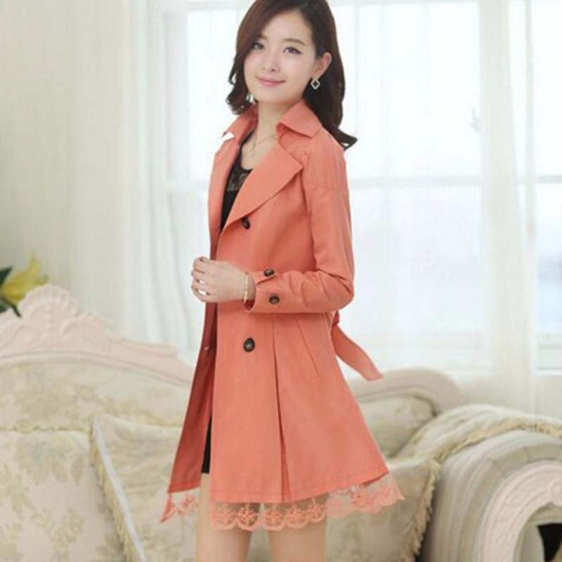 Women Coat Double Breasted Lace Casaco Outerwear ZZ3395