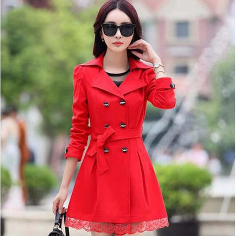 Women Coat Double Breasted Lace Casaco Outerwear ZZ3395
