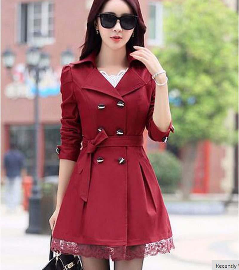 Women Coat Double Breasted Lace Casaco Outerwear ZZ3395