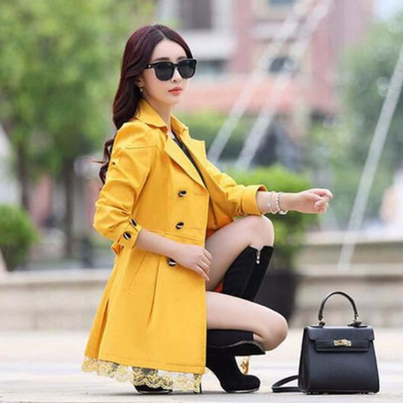 Women Coat Double Breasted Lace Casaco Outerwear ZZ3395