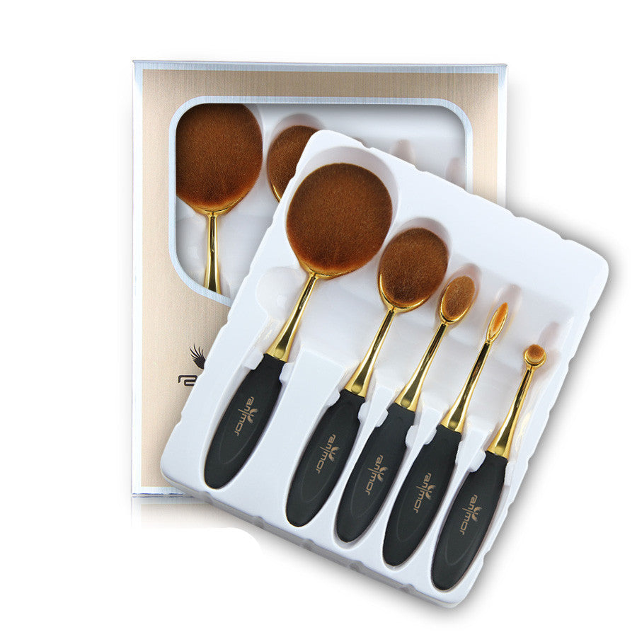 Online discount shop Australia - 5PCS Rose Gold Oval Make Up Brushes MULTIPURPOSE Makeup Brush Set Professional Makeup Brush Foundation Powder Brush Kit in BOX
