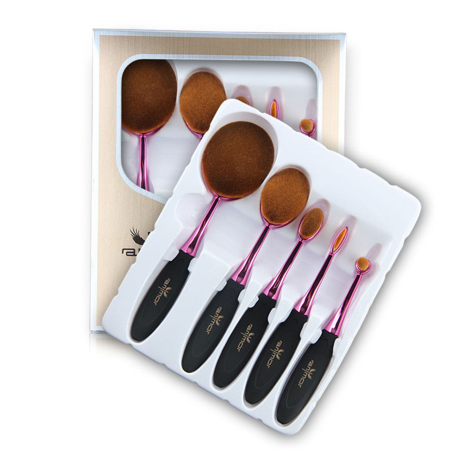 Online discount shop Australia - 5PCS Rose Gold Oval Make Up Brushes MULTIPURPOSE Makeup Brush Set Professional Makeup Brush Foundation Powder Brush Kit in BOX