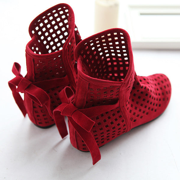 Fashion Big size 43 Summer Boots Women Flock Flat shoes Low Hidden Wedges Solid Cut-outs Ankle Boot Ladies Casual Shoes-Dollar Bargains Online Shopping Australia