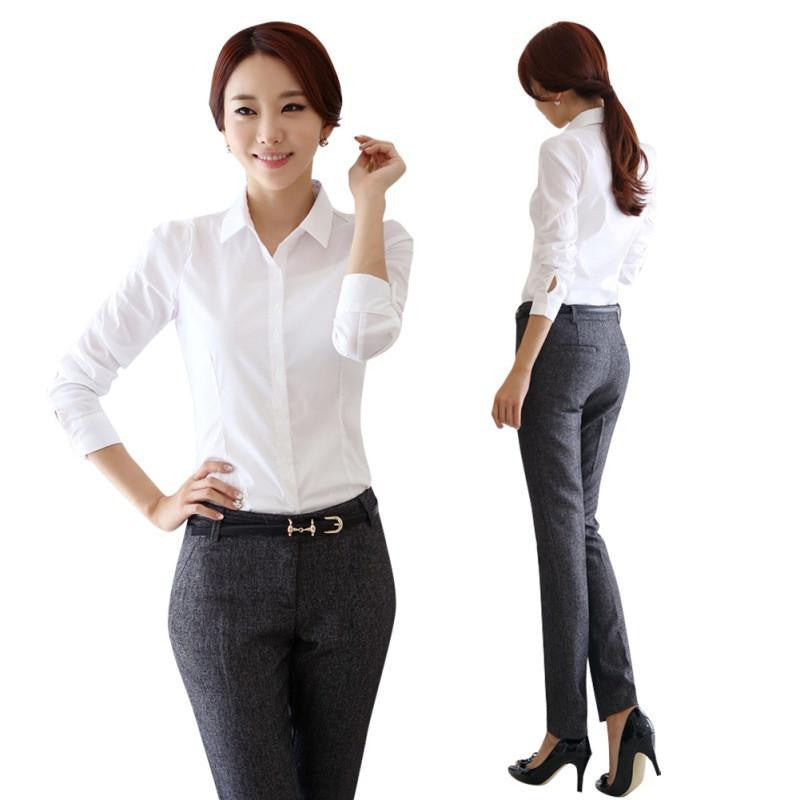 Women Lady Turn-down Lapel Collar Cool Short Sleeve Shirt