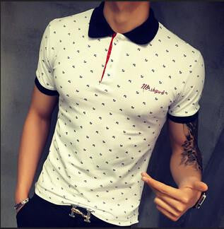 US size S-XXL Men'S Floral Shirt Polo Shirt Fashion Slim Fit Short-Sleeved Polo Shirt Men Polo Shirt