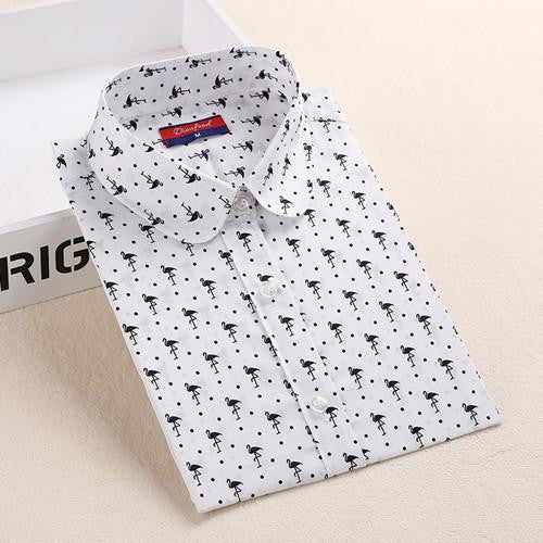 Women Shirts with Long Sleeves Cotton Blouses Shirt Turn Down Collar Female Shirts Women Shirt