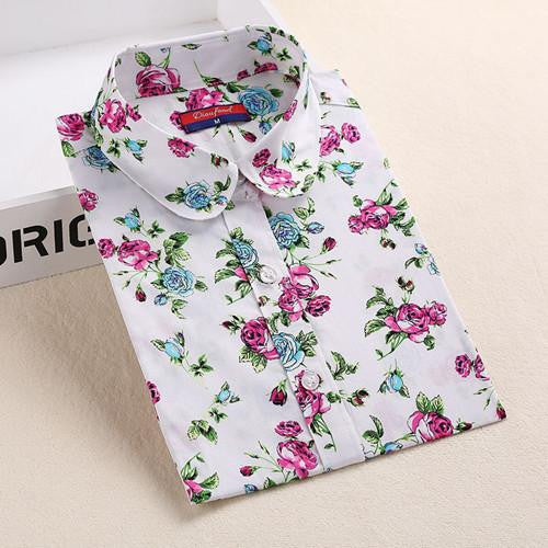Women Shirts with Long Sleeves Cotton Blouses Shirt Turn Down Collar Female Shirts Women Shirt