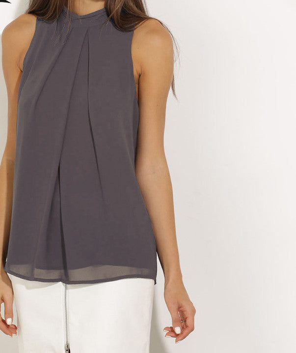 Online discount shop Australia - Chiffon Sleeveless Blouse Women Tops Plus Size Causal Blouses Chic Elegant Lady Shirts Tops