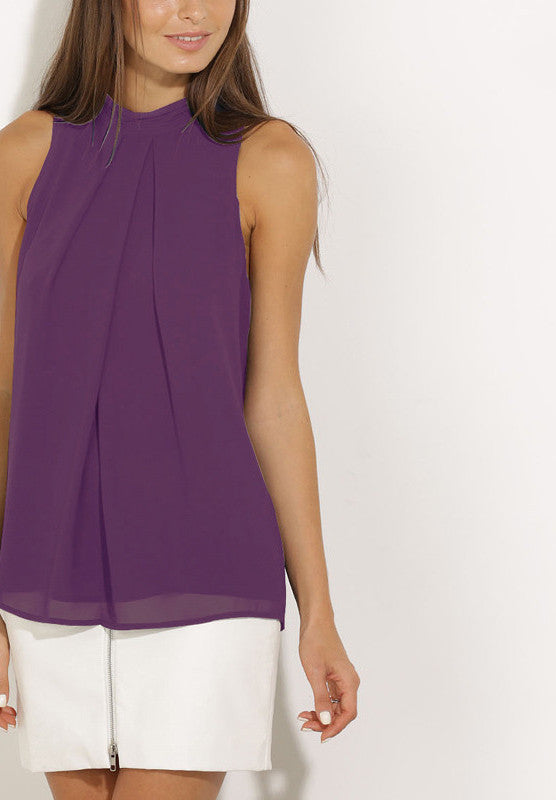 Online discount shop Australia - Chiffon Sleeveless Blouse Women Tops Plus Size Causal Blouses Chic Elegant Lady Shirts Tops