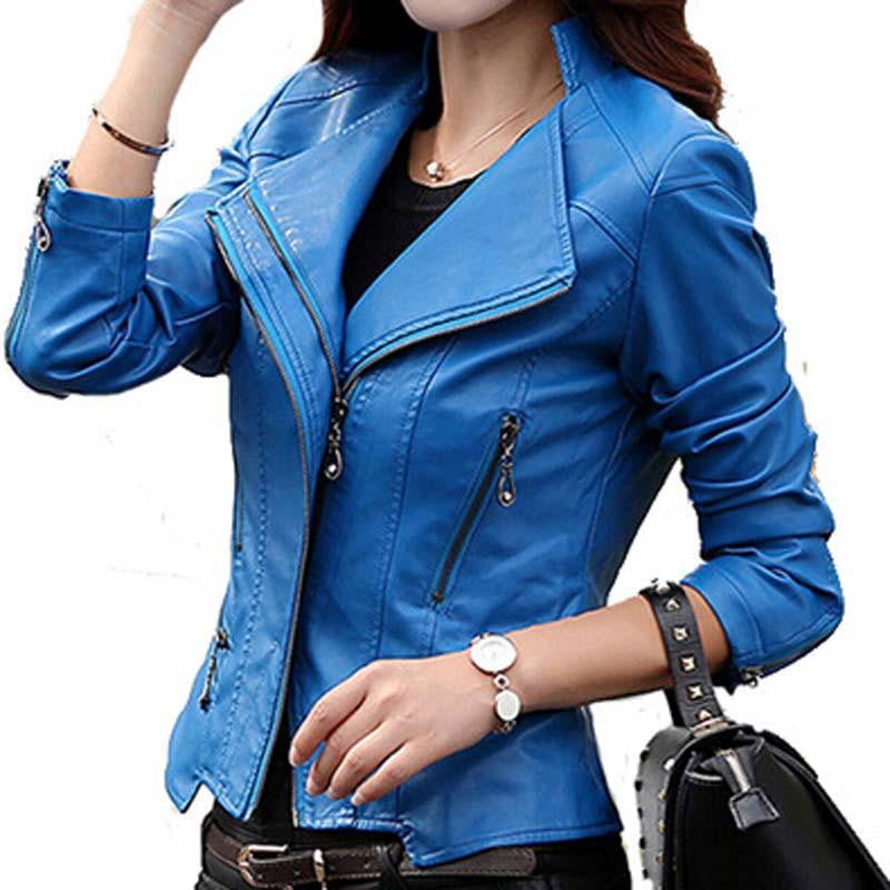 TANGNEST Plus Size M-5XL Fashion Women Leather Coat Female Slim Rivet Leather Jacket Women's Outerwear WWP108
