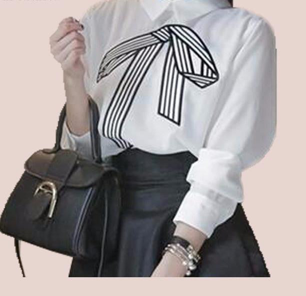 White Blouse Women Work Wear Button Up Lace Turn Down Collar Long Sleeve Cotton Top Shirt Plus Size S-XXL T56302