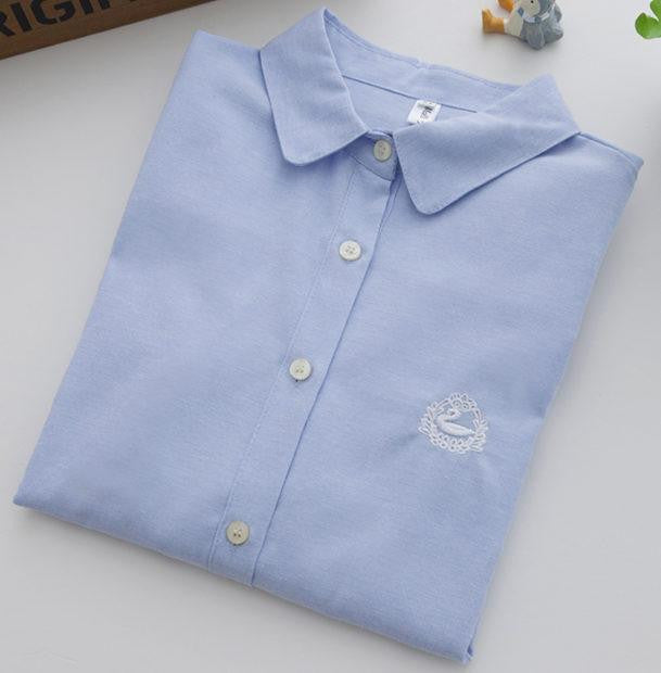 White Blouse Women Work Wear Button Up Lace Turn Down Collar Long Sleeve Cotton Top Shirt Plus Size S-XXL T56302