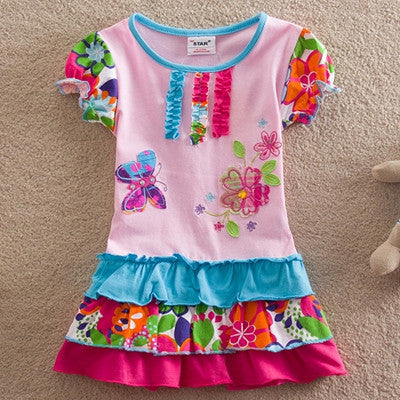 Online discount shop Australia - NEAT christmas cotton baby girl clothes Fashion embroidery butterfly lace dress tutu cartoon children dresses clothing L65518#