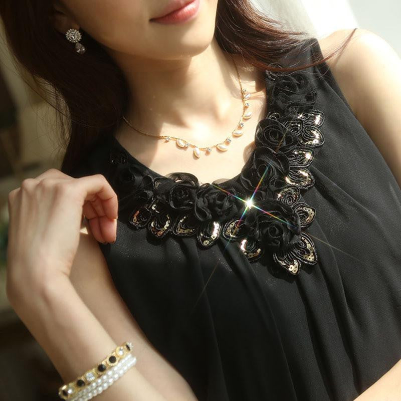 women blouses womens tops fashion Sleeveless Chiffon Shirt S-6XL Plus Size White Black