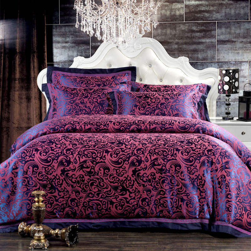 Online discount shop Australia - Luxury Silk Bedding Set Embroidery Bed Linens Tencel Satin Bed Sheet Set Jacquard Bedclothes Full/Queen/King Size Bed cover