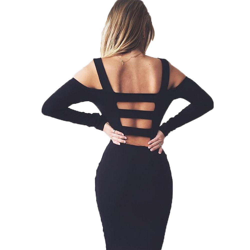 Online discount shop Australia - Elegant Autumn Dress Women Long Sleeve Backless Sexy Party Dresses Winter Black Bandage Bodycon Dress Vestidos de fiesta
