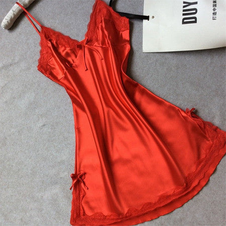 Online discount shop Australia - Ladies Sexy Silk Satin Night Dress Sleeveless Nighties V-neck Nightgown Plus Size Nightdress Lace Sleepwear Nightwear For Women