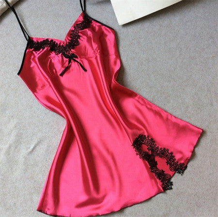 Online discount shop Australia - Ladies Sexy Silk Satin Night Dress Sleeveless Nighties V-neck Nightgown Plus Size Nightdress Lace Sleepwear Nightwear For Women