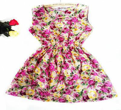 Women casual Bohemian floral leopard sleeveless vest printed beach chiffon dress nz18